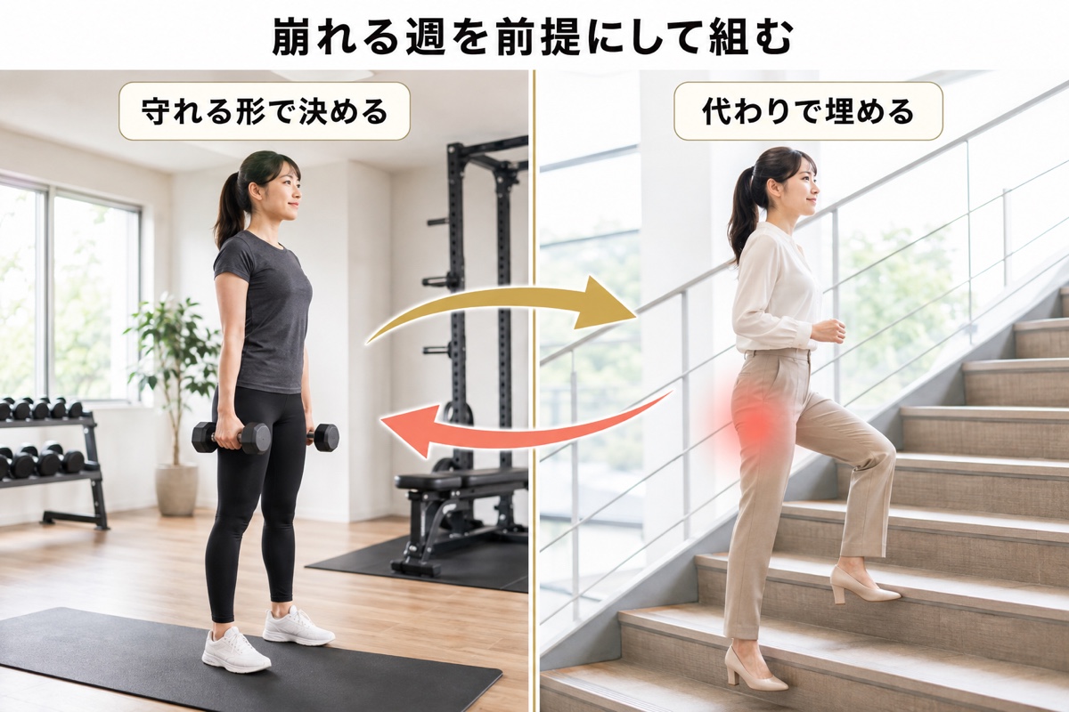 女性 ボディメイク｜手順｜崩れる週を前提に組む