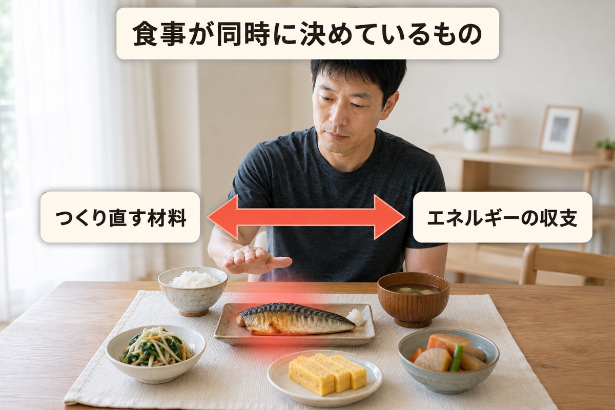 ボディメイク 食事｜メカニズム｜材料とエネルギーの収支
