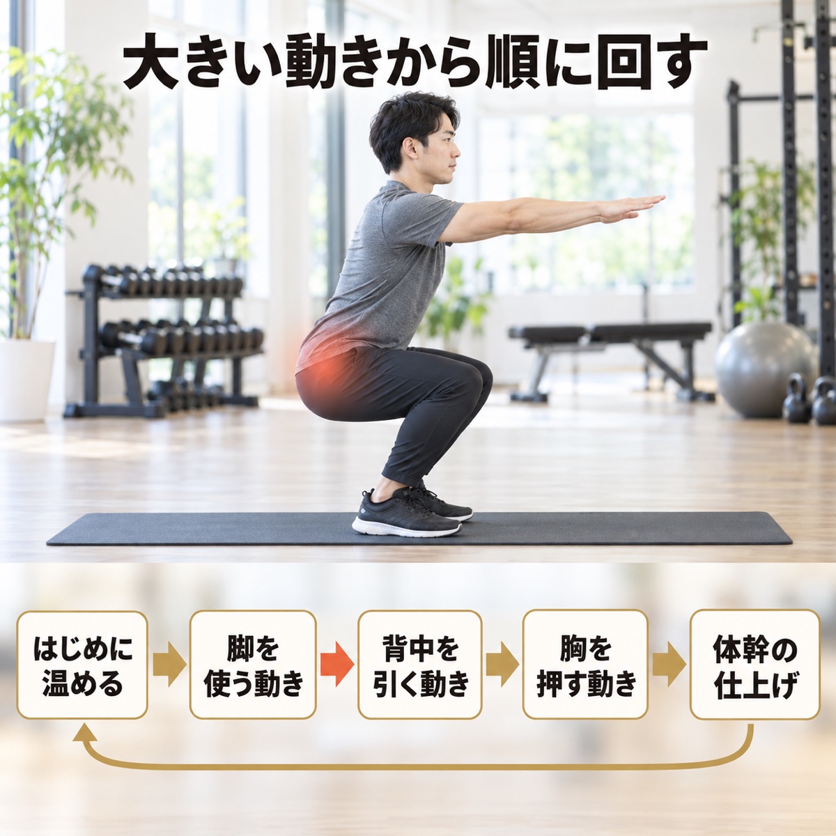 ジム 週一｜1回で全身をひと回りさせる順番