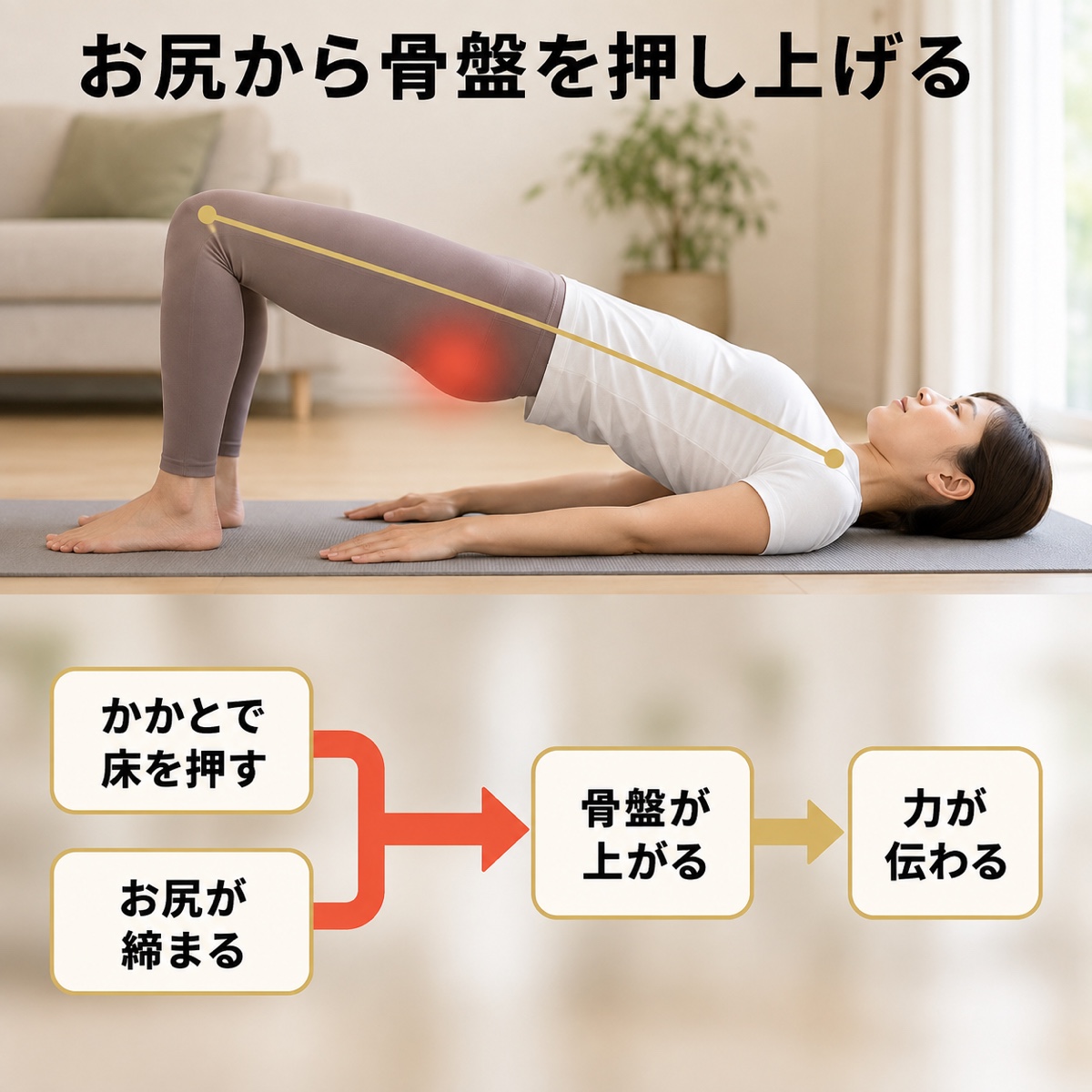 ヒップリフト｜メカニズム｜お尻から骨盤を押し上げる