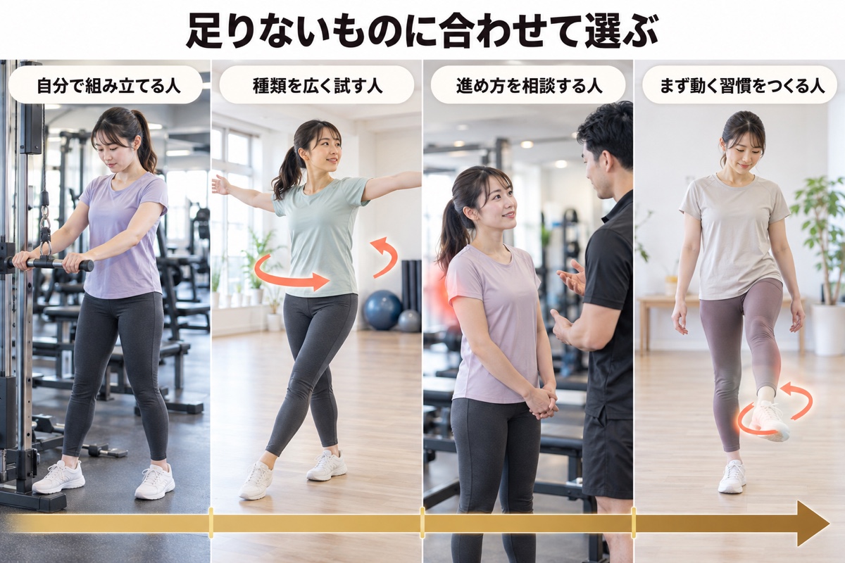 ジム 選び方｜種類ごとの向き不向き