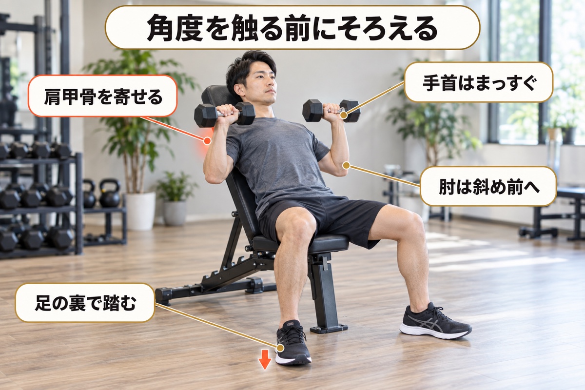 インクラインダンベルプレス 角度｜角度より先にそろえる4点