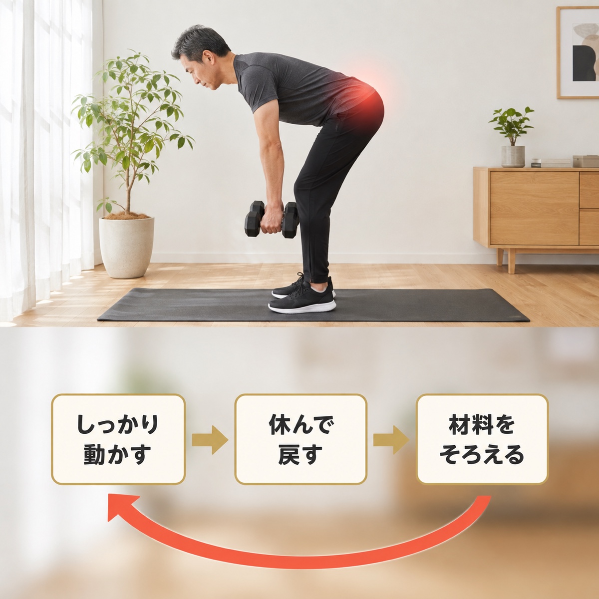 筋肉量 増やす｜メカニズム｜そろってはじめて積み上がる