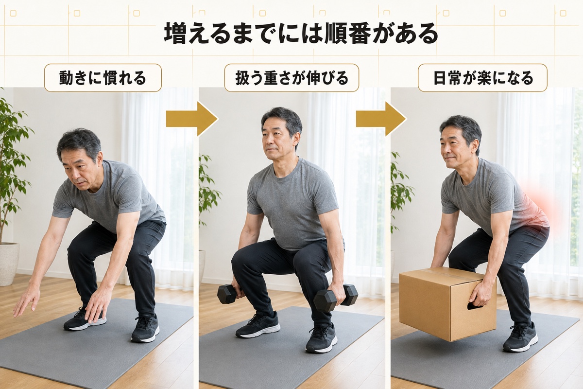 筋肉量 増やす｜時間軸｜増えるまでの順番