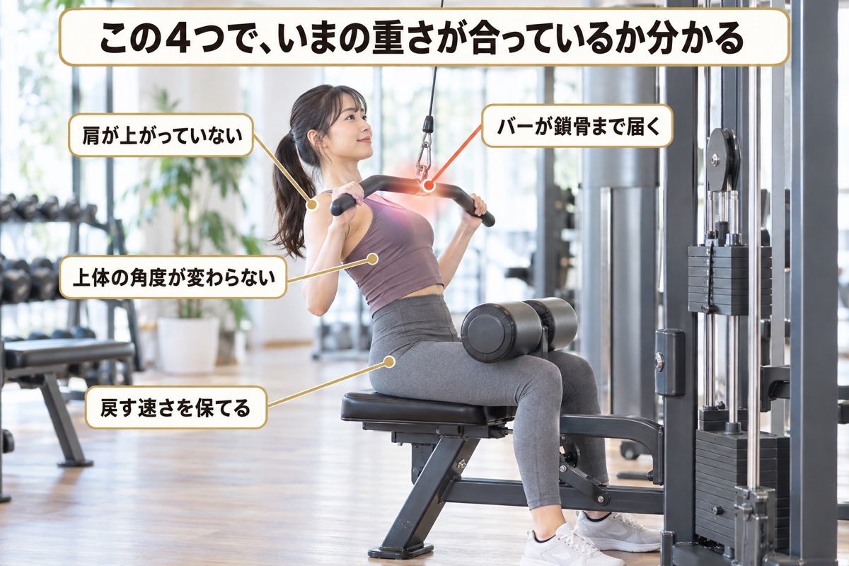 ラットプルダウン 重量｜重さを決めるときに見る点