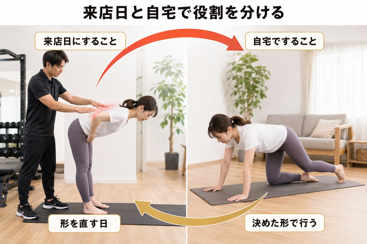 パーソナルジム 週1｜来店日と自宅の役割分担