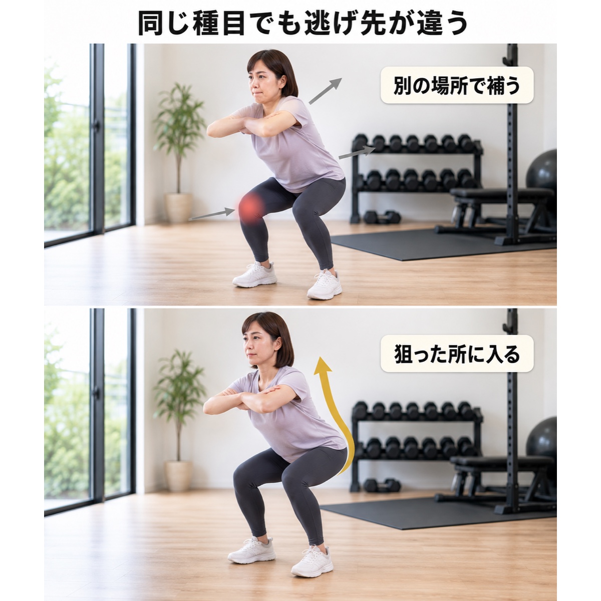 姿勢改善 筋トレ｜メカニズム｜同じ種目でも逃げ先が違う