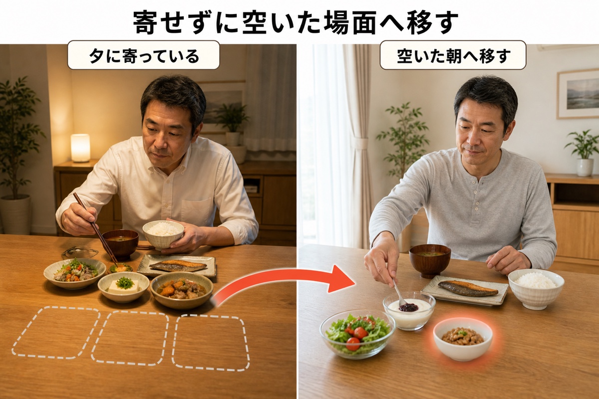 筋トレ タンパク質｜手順｜空いた場面へ移す