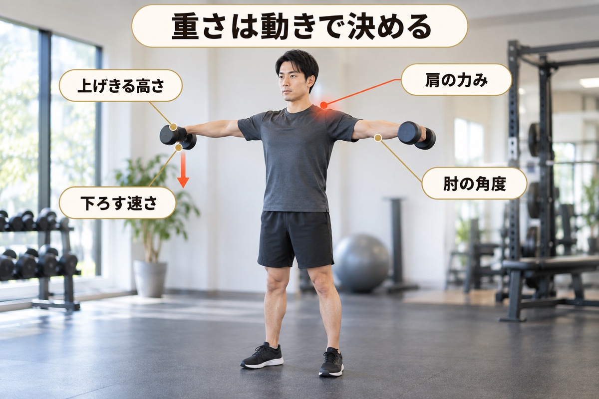 サイドレイズ 重量｜重さを決めるときに見る点