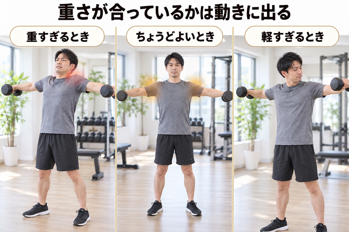 サイドレイズ 重量｜重さが合っているかは動きに出る
