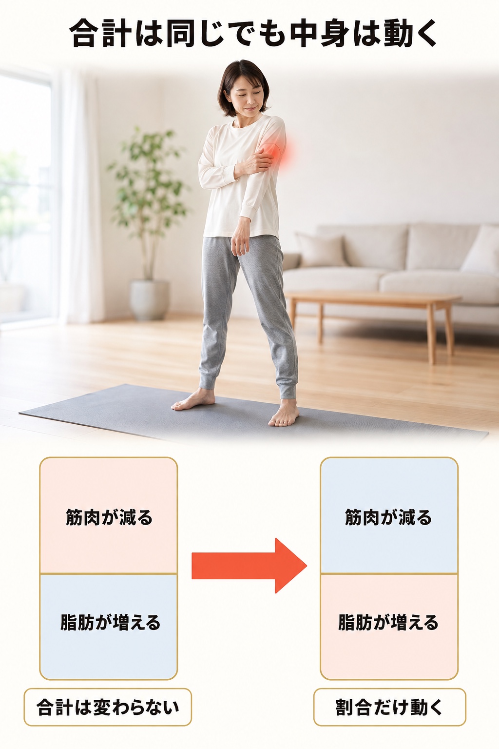 スキニーファット｜メカニズム｜合計は同じでも内訳が入れ替わる