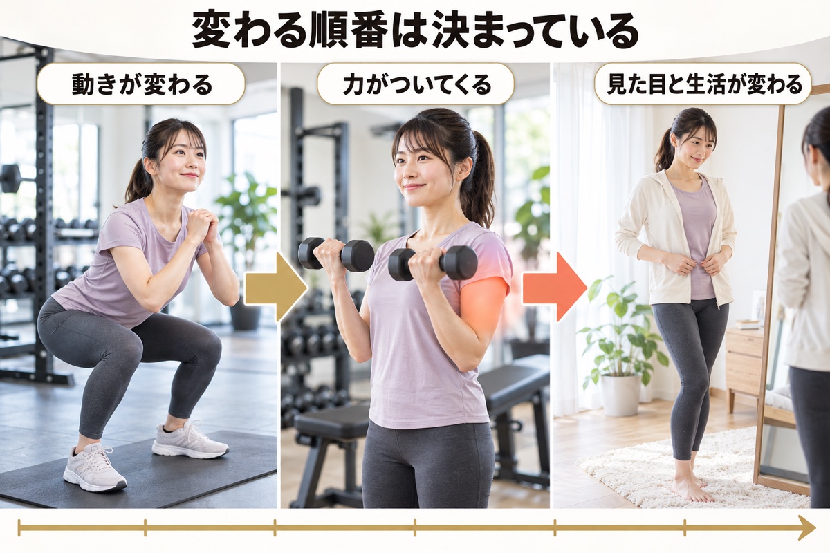 週一ジム 効果｜変化が表れる順番